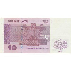 Latvia 10 lats 2008 - replacement note