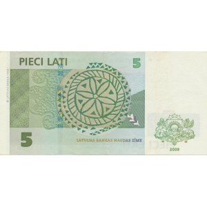 Latvia 5 lats 2009 - replacement note