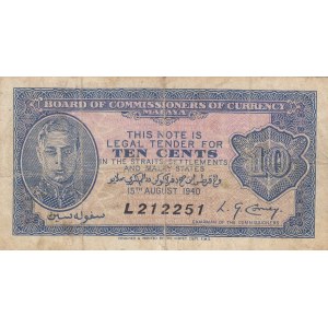Malaya 10 cents 1940