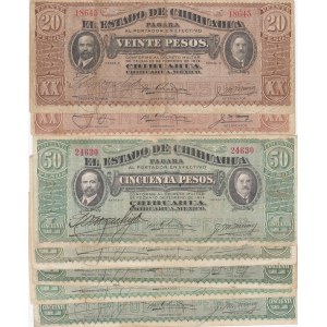 Mecico 20 & 50 pesos 1914 (7 pcs)