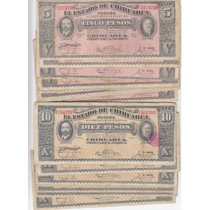 Mexico 5 & 10 pesos 1914 Chihuahua (25 pcs)