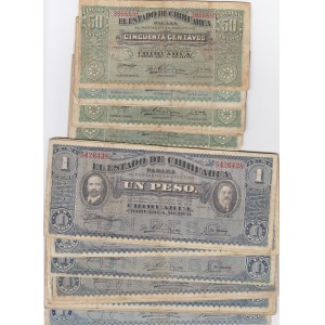 Mexico 50 cen & 1 peso 1914-15 Chihuahua (33 pcs)
