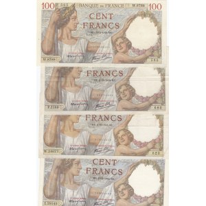 France 100 francs 1939-42 (4 pcs)