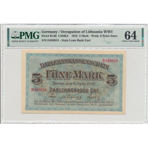 Germany - Lithuania Kowno (Kaunas) 5 mark 1918 - PMG 64