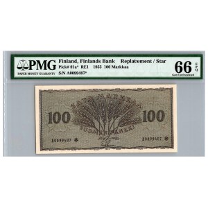 Finland 100 markkaa 1955 - PMG 66 EPQ