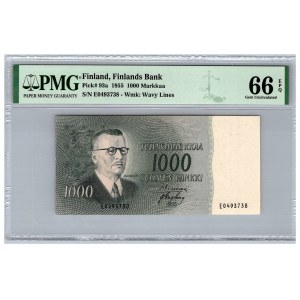 Finland 1000 markkaa 1955 - PMG 66 EPQ