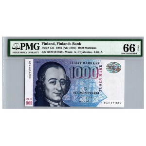 Finland 1000 markkaa 1986 (ND 1991) - PMG 66 EPQ