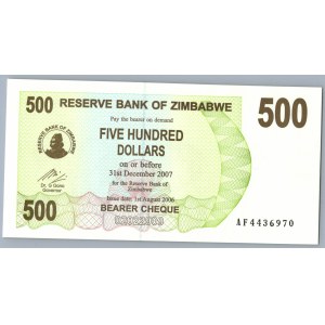 Zimbabwe 500 dollars 2007