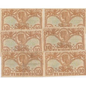 Denmark 10 kroner 1942-43 (6 pcs)