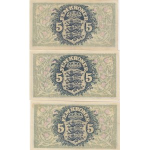 Denmark 5 kroner 1942-43 (3 pcs)