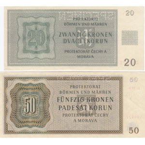 Bohem & Morav 20 & 50 kronen 1944 specimen