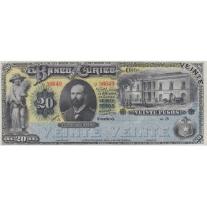 Chile 20 pesos 1882 Banco de Curico