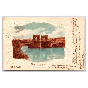 Postcard Estonia Dorpat (Tartu) Stone Bridge