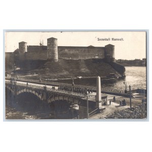 Postcard Estonia Narva Border crossing and Invagorods castle 