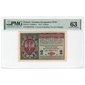 2 marki polskie 1916 - Generał seria B - PMG 63