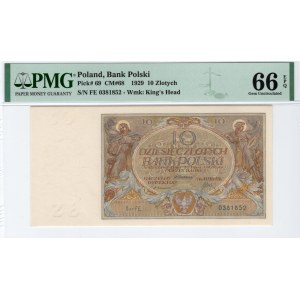 10 złotych 1929 - seria FE - PMG 66 EPQ