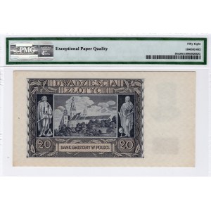 20 złotych 1940 - seria N - PMG 58 EPQ - WWII LONDON COUNTERFEIT