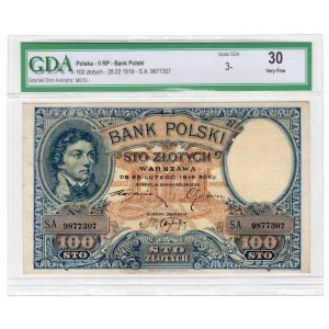 100 złotych 1919 - seria S.A. - GDA 30
