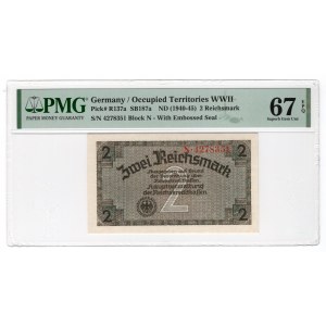 Niemcy - 2 Reichsmark 1940-45 - PMG 67 EPQ MAX NOTA