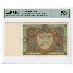 50 złotych 1925 - seria E - PMG 53 - Rzadsza pojedyncza seria