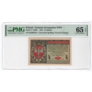 1/2 marki polskiej 1916 - Generał seria B - PMG 65 EPQ