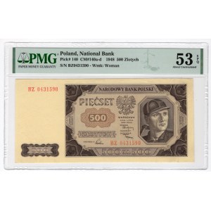 500 złotych 1948 - seria BZ - PMG 53 EPQ