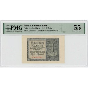1 złoty 1941 - pierwsza seria AA - PMG 55