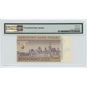 200.000 złotych 1989 - seria M - PMG 64 EPQ - nisku numer 0000857