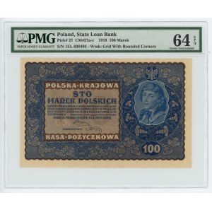 100 marek polskich 1919 - IE Serja L - PMG 64 EPQ