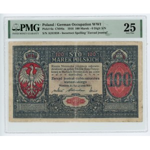 100 marek polskich 1916 - Jenerał - PMG 25 - numeracja sześciocyfrowa