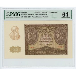 100 złotych 1940 - seria B - fałszerstwo ZWZ - PMG 64