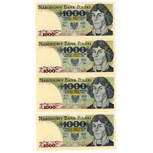 1.000 złotych 1982 - seria ED - zestaw 4 sztuk