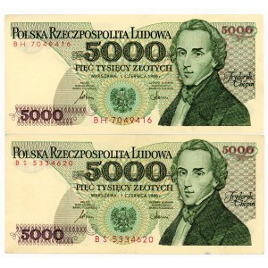 5000 złotych 1986 - seria BH i BS - zestaw 2 sztuk