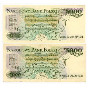 5000 złotych 1986 - seria BH i BS - zestaw 2 sztuk
