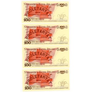 100 złotych 1986 - seria NG - zestaw 4 sztuk