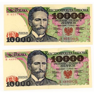 10.000 złotych 1987 - seria R oraz B - zestaw 2 sztuk