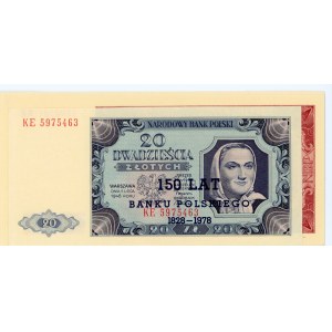 20 oraz 100 złotych 1948 z nadrukiem 150 lat Banku Polskiego (1828-1978)