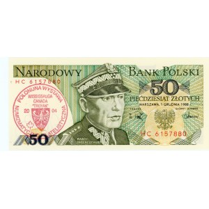 50 złotych 1988 - seria HC z pieczęcią Polonijna Wystawa 2004