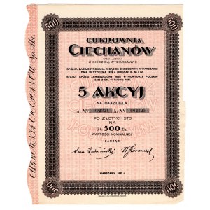 Cukrownia CIECHANÓW SA - 5 x 100 złotych 1931