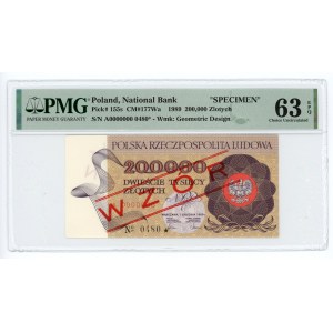 WZÓR - 200.000 złotych 1989 - seria A - PMG 64 EPQ