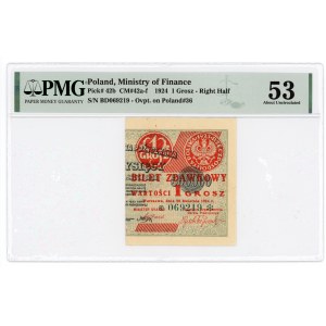 1 grosz 1924 - prawa połowa - seria BD - PMG 53