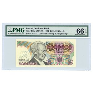 2.000.000 złotych 1992 - seria B - PMG 66 EPQ