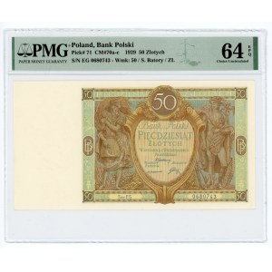 50 złotych 1929 - seria EM - PMG 64 EPQ