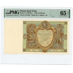 50 złotych 1929 - seria EM. - PMG 65 EPQ
