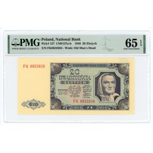 20 złotych 1948 - seria FK - PMG 65 EPQ