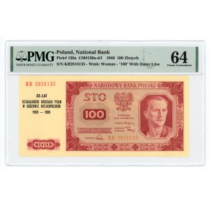 100 złotych 1948 - seria KR z nadrukiem okolicznościowym - PMG 64