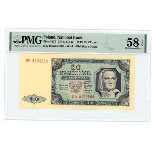 20 złotych 1948 - seria HR - PMG 58 EPQ