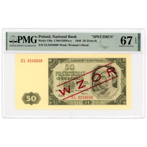 50 złotych 1948 WZÓR - seria EL - PMG 67 EPQ - MAX NOTA