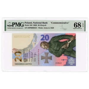 20 złotych 2020 - Bitwa Warszawaska - niski numer seryjny 0000843 - PMG 68 EPQ