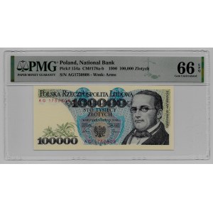100.000 złotych 1990 - seria AG - PMG 66 EPQ